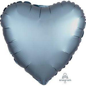 Шар сердце сатин стальной синий satin steel luxe blue