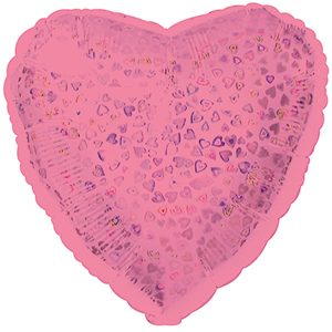 Шар сердце Розовый голография