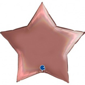 Шар звезда огромная Голография Розовое золото