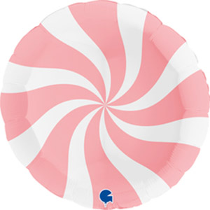 Шар круг огромный Леденец карамель Розовый Белый