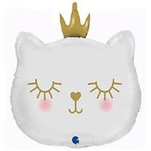 Фигура Голова кошки белая в короне