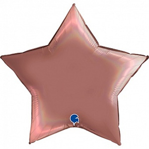 Шар звезда голография Розовое золото